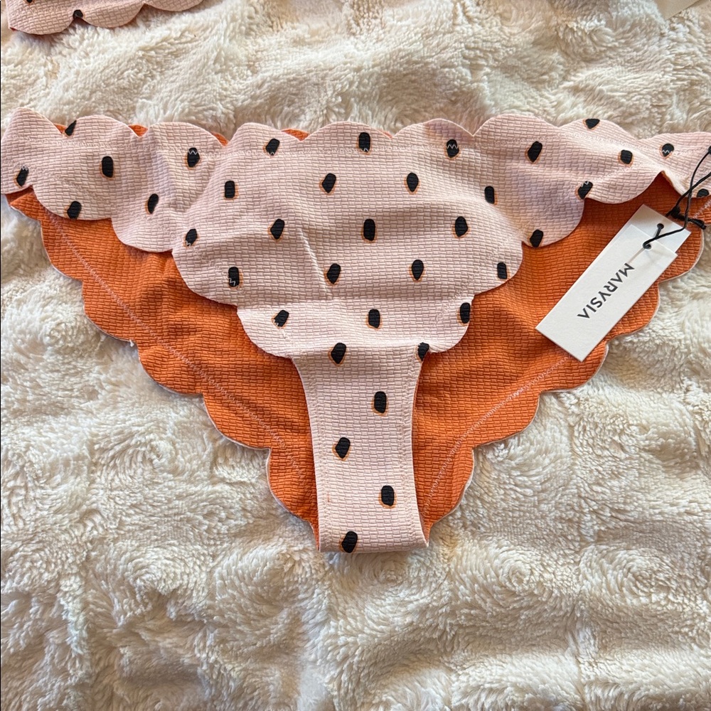 Marysia Swim Orange Scalloped Bikini Bottom